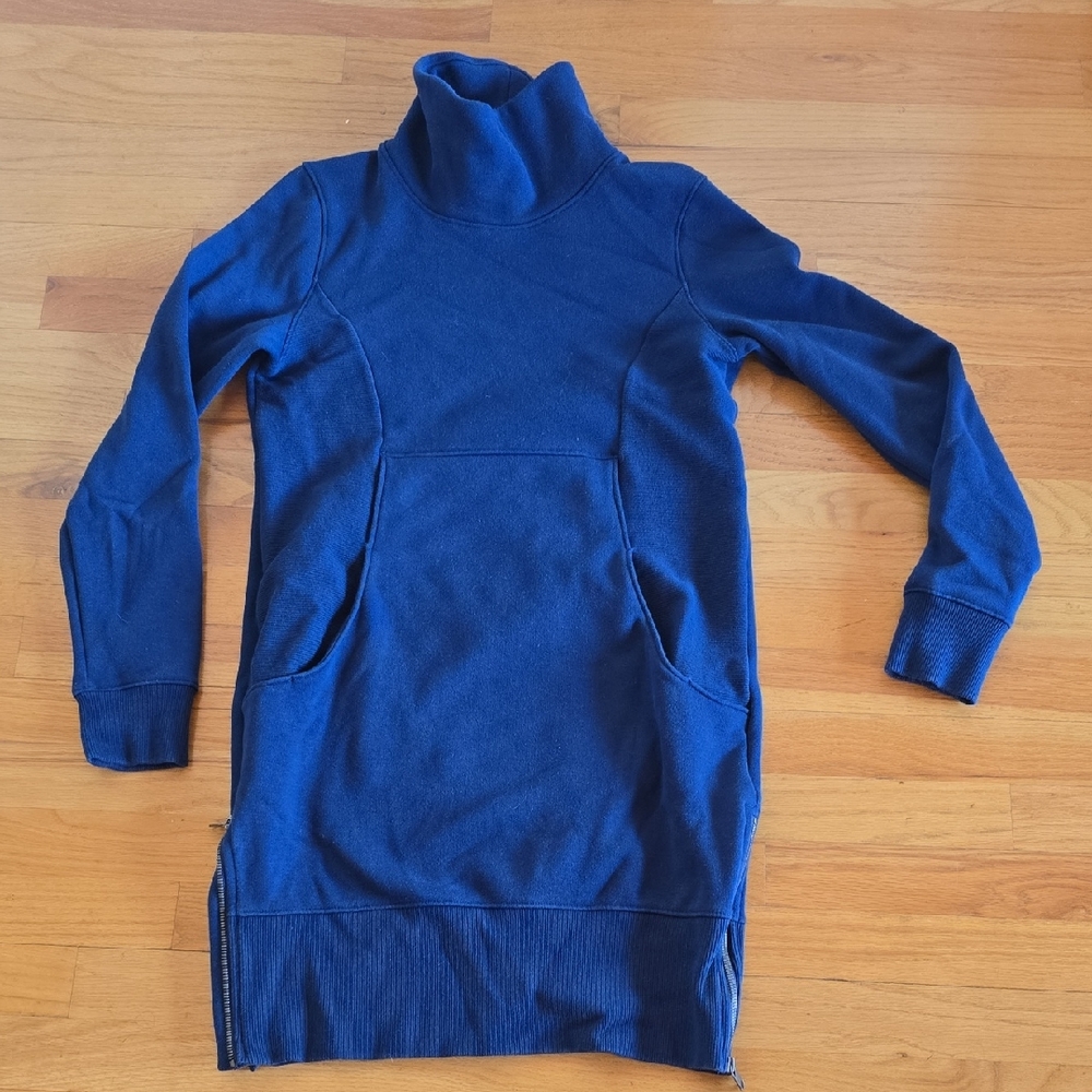 Athleta Blue Cozy Karma Funnel Neck Dress- S